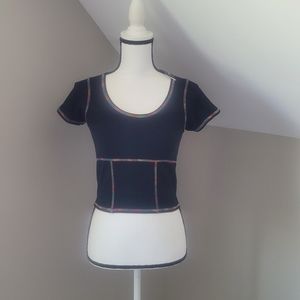 Hot Topic Womens Rainbow Stitch Crop Top